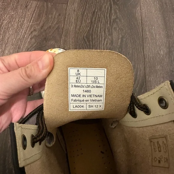 Dr. Martens 1460 parchment beige floral boots women 10 custom - Picture 8 of 9